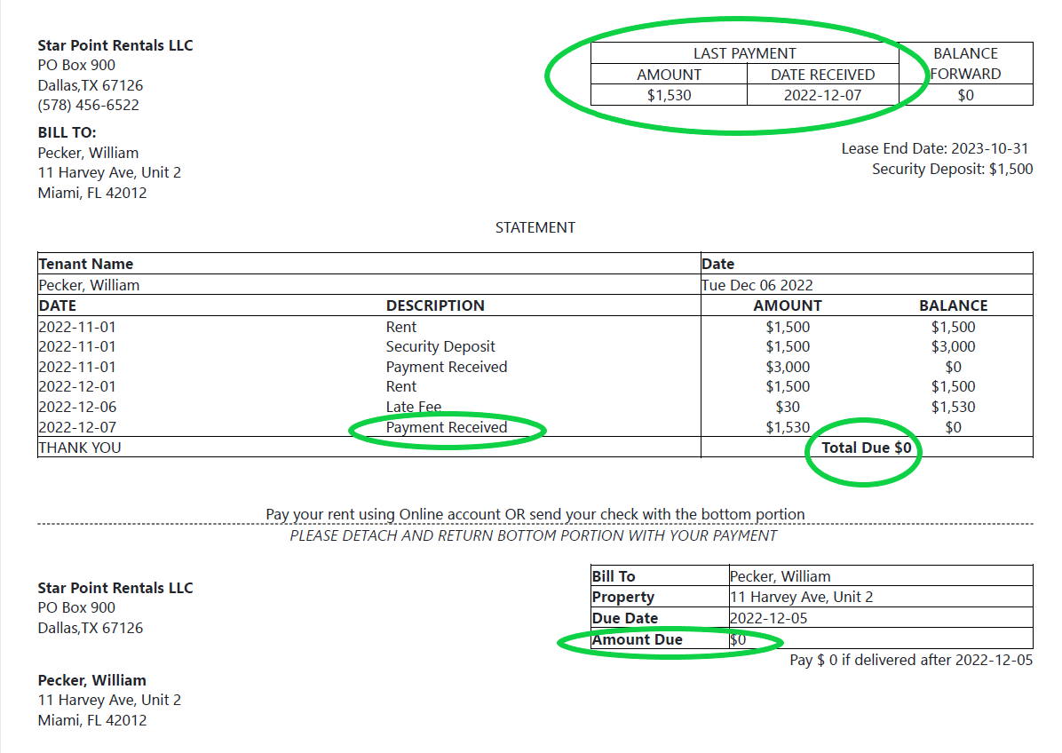 My e-Property Manager rent receipt